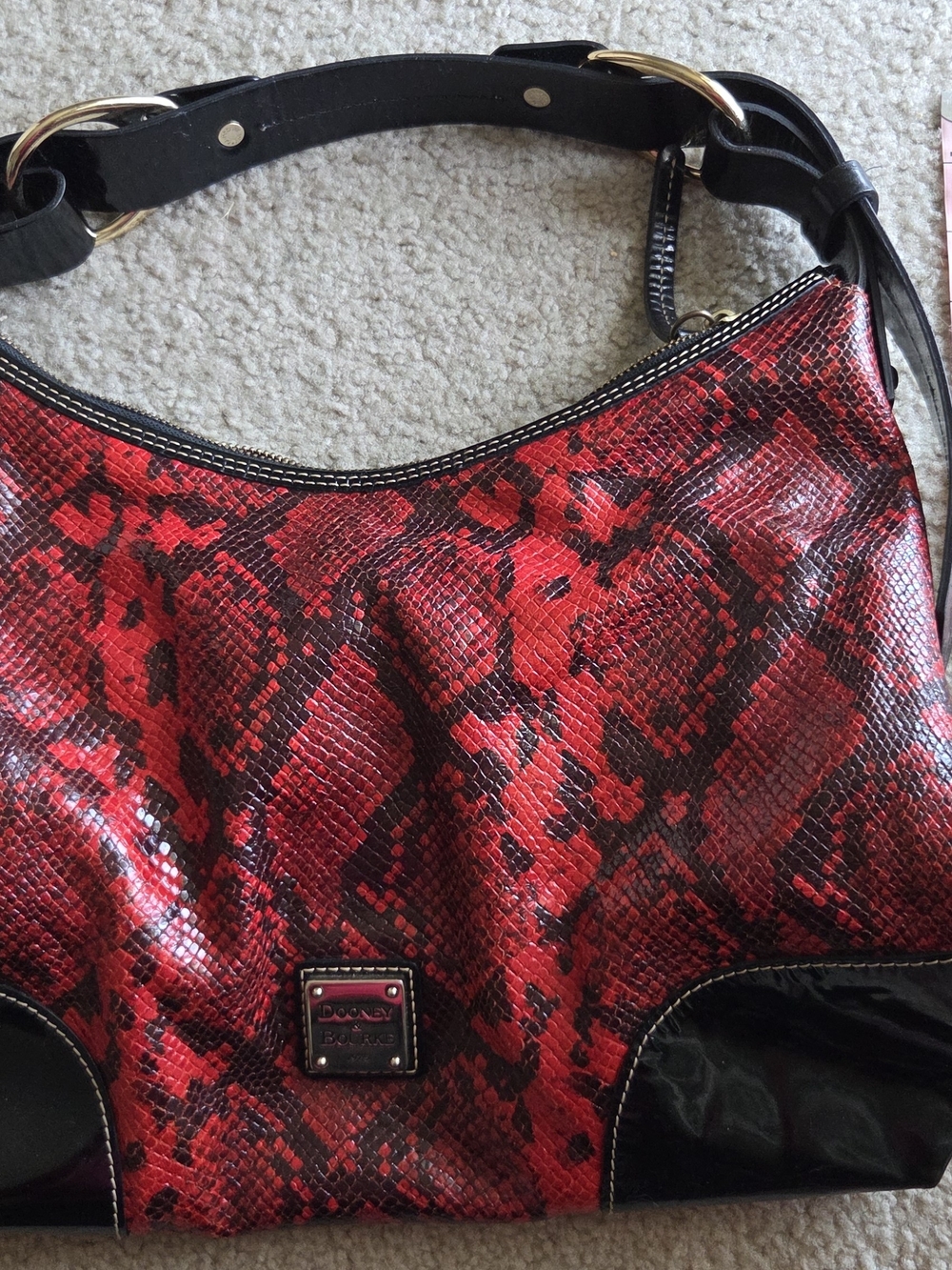Dooney & Bourke Red Real Snake Skin  Shoulder Bag